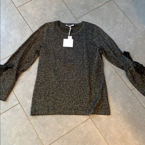 Talbots RSVP shiny top with bow detail